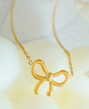 Load image into Gallery viewer, Gold-Plated Titanium Steel Bow Pendant Necklace