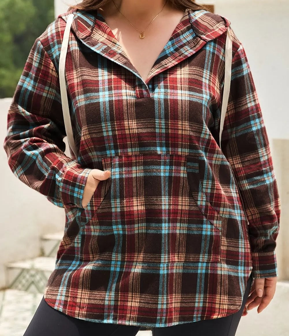 Let's Go Out & Plaid Hoodie - Plus