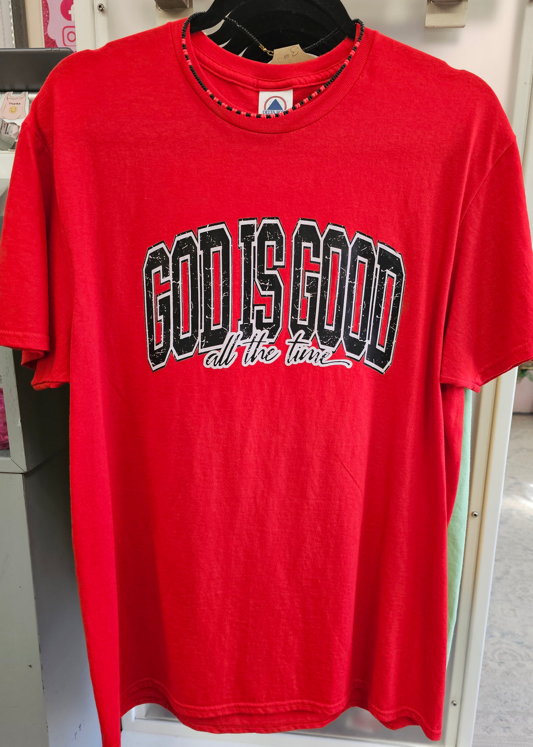 Kelly's Red & Black God Is Good Tee