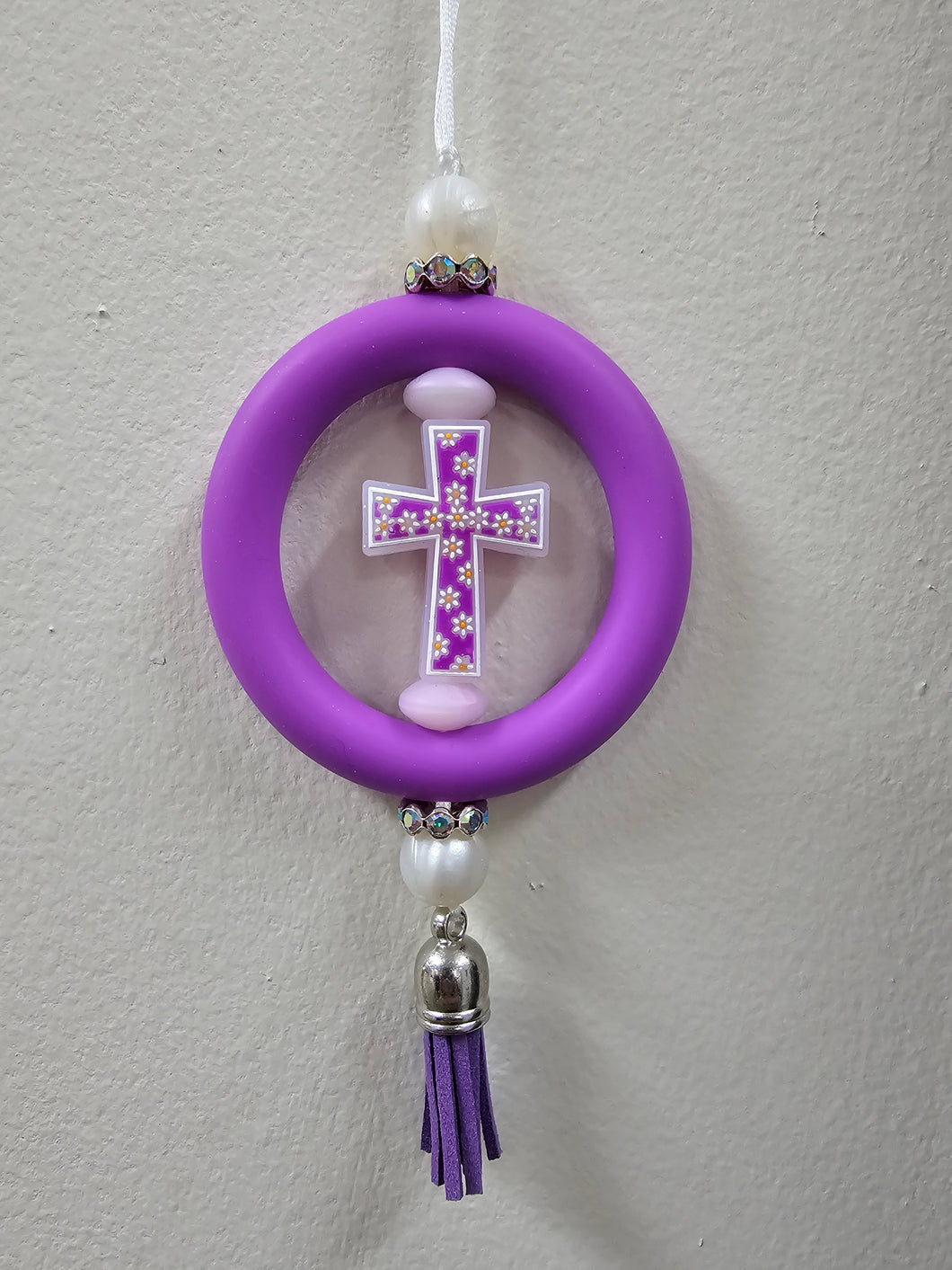 Lenzy's Purple Cross Car Charm